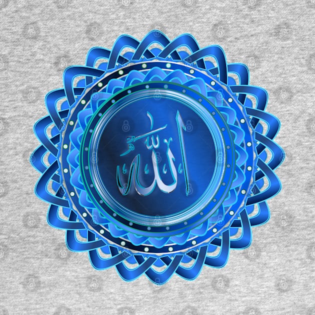 Islamic Name of God Lotus - Sky Blue by geodesyn